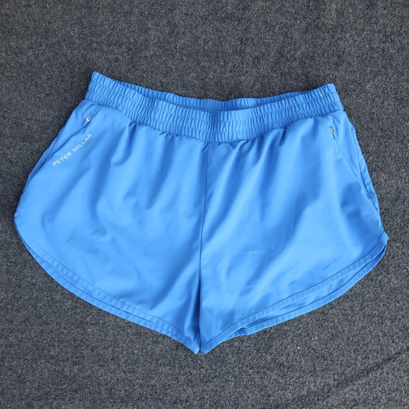 Peter Millar Meridian Running Shorts Splash Blue 3 Pockets Lined Size XL Gymcore - Picture 1 of 11